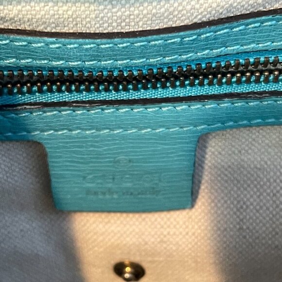 Gucci Calfskin Medium Bright Bit Top Handle/Shoulder Tote, Turquoise - Preowned - Picture 14 of 16